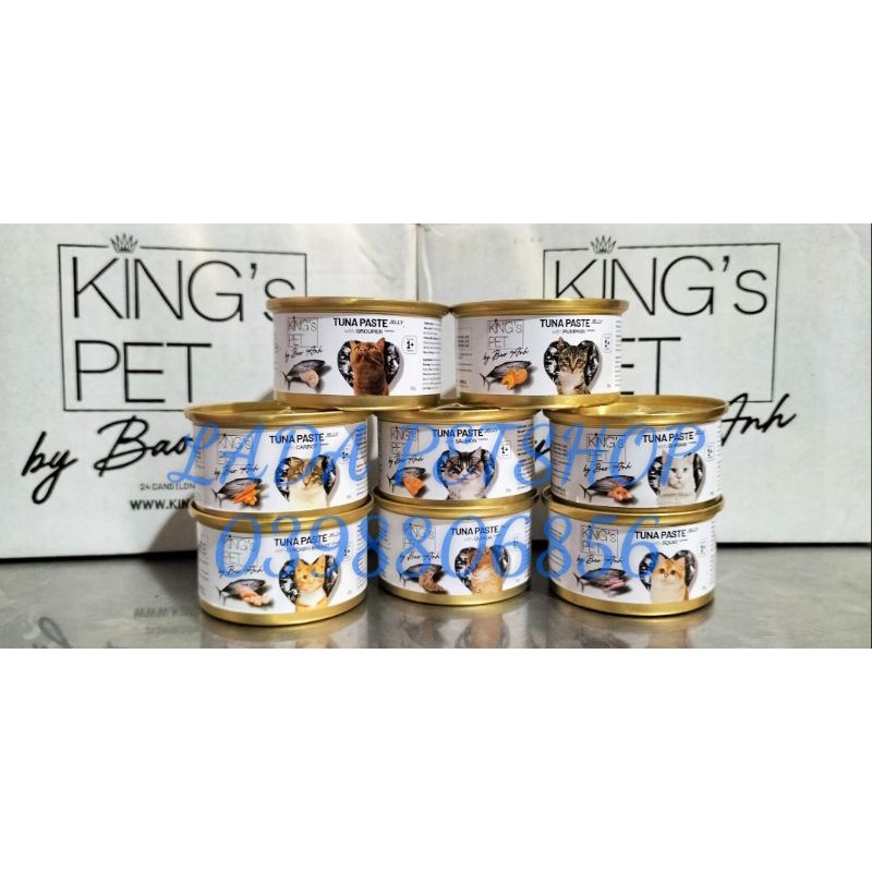 Pate KING PET, KING'S PET, Pate King's Pet By Bảo Anh Lon Cao Cấp 80gr, 8 Vị Hấp Dẫn Cho Mèo