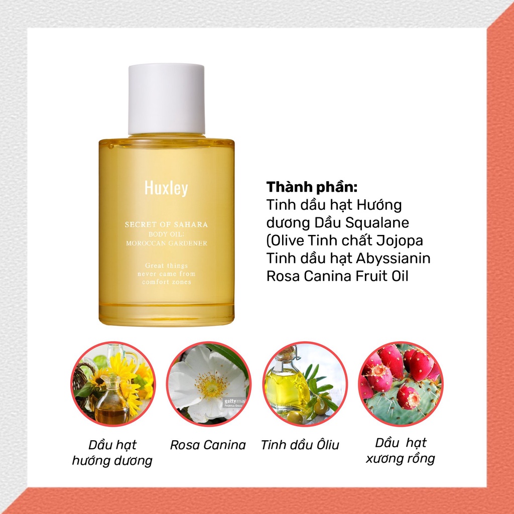 Dầu Dưỡng Thể Cấp Ẩm Chiết Xuất Xương Rồng Huxley Body Oil - Moroccan Gardener 10ml