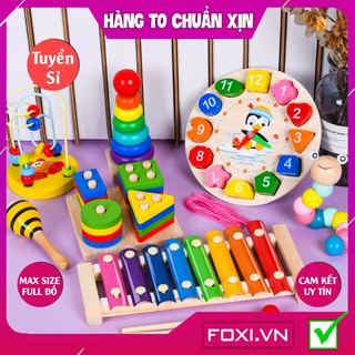 [HÀNG ĐẸP FREESHIP] Bộ đồ chơi gỗ Foxi-Đồ chơi trẻ em thông minh-xâu hạt làm toán Montessori sáng tạo-khéo léo-siêu rẻ