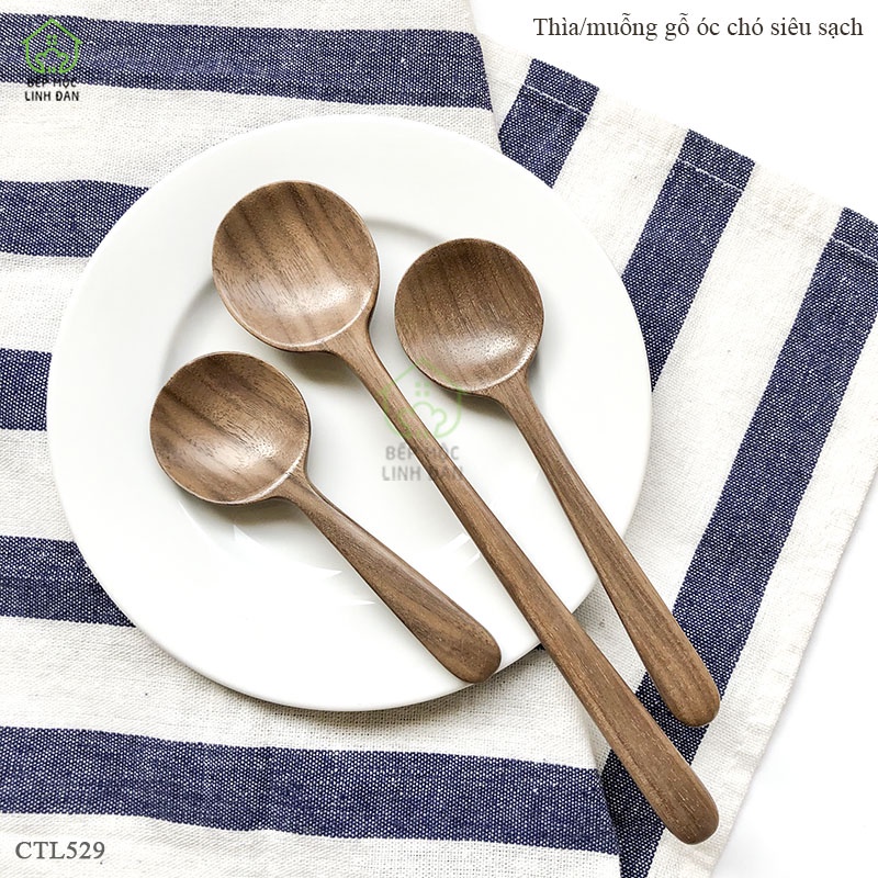Muỗng Gỗ Óc Chó Xúc Đồ Khô Decor HAHANCO Siêu Nhẹ Siêu Xinh