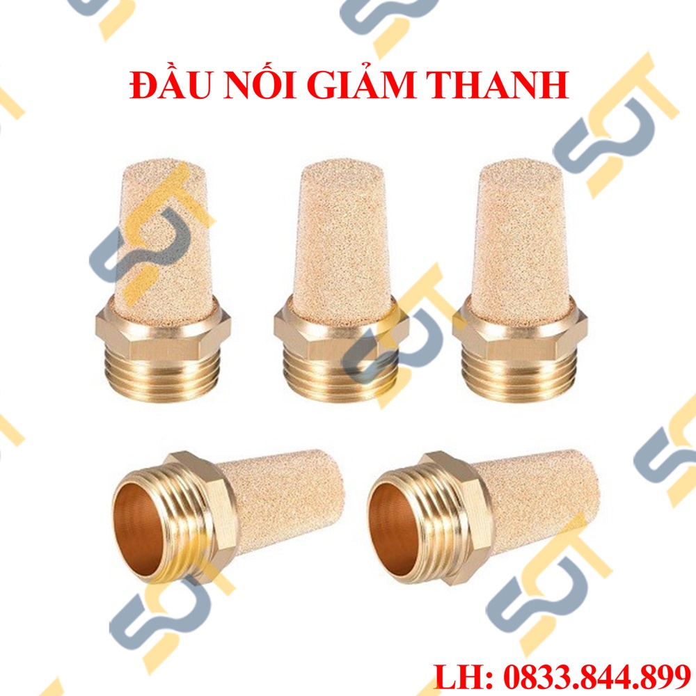 Đầu giảm thanh khí nén đồng thau SL ren 9.6, 13, 17, 21mm