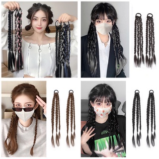 【kifli】Tóc Giả Đuôi Ngựa Dài Thắt Bím Hai Lớp Màu Sắc Ngọt Ngào Cá Tính