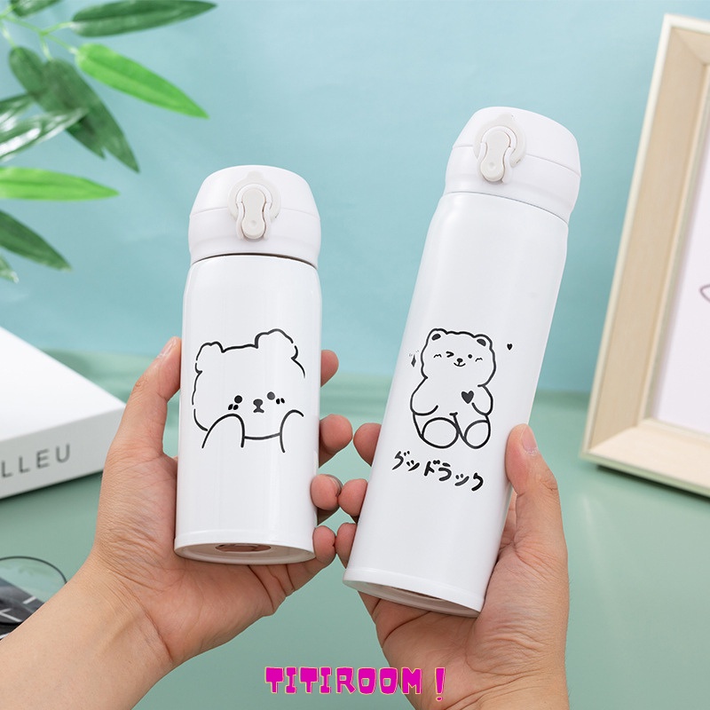Bình đựng nước giữ nhiệt cute thép không gỉ INOX 304 dễ thương dung tích 350/500ml mang đi học, đi làm TiTiRoom