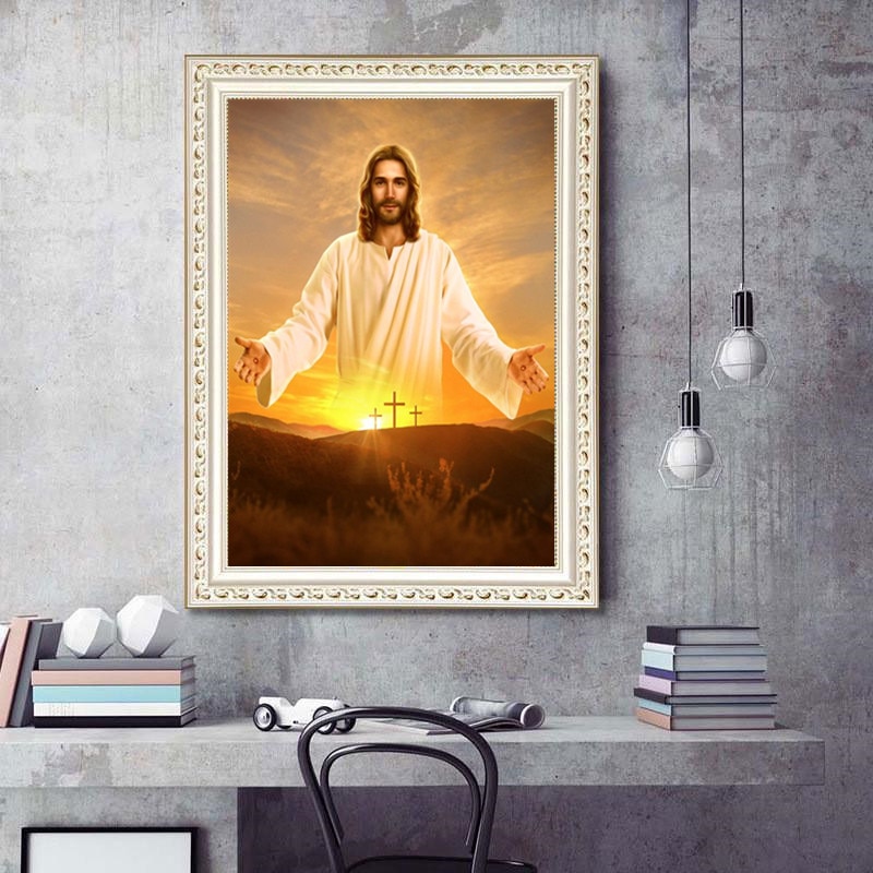 Bộ Dụng Cụ Làm Tranh Đính Đá Họa Tiết Chúa Jesus Độc Đáo Kích Thước 30X40 DIY Dùng Trang Trí | BigBuy360 - bigbuy360.vn