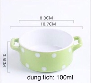 Bát / chén sứ 2 quai chấm bi