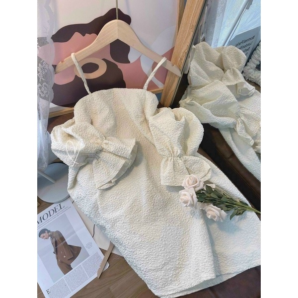 ĐẦM RỚT VAI BỒNG KEM