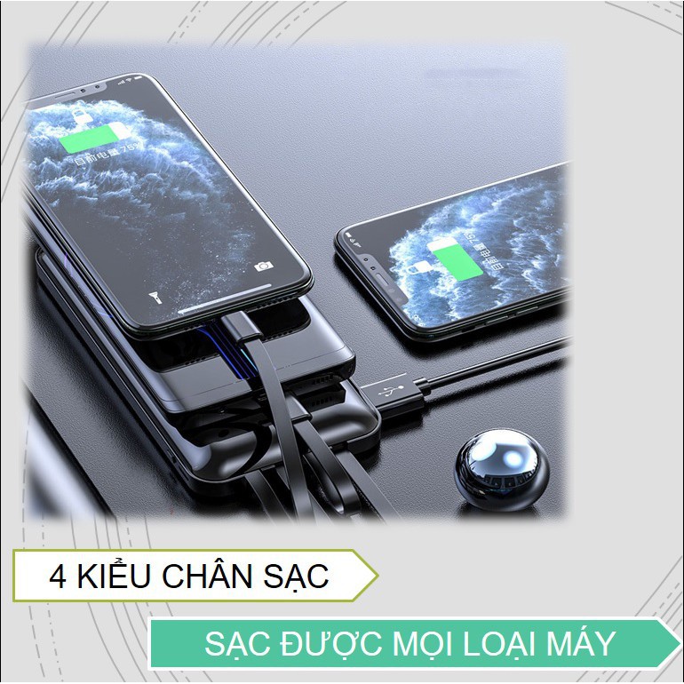 Sạc dự phòng tích hợp 4 cổng sạc nhanh có sạc không dây 10000 mah( 4 trong 1) ( lightning / Micro / Type C )