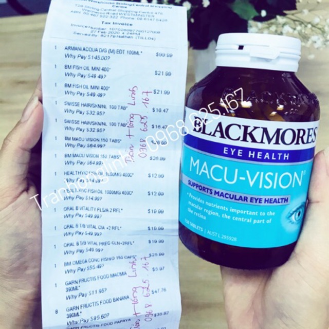 Blackmores Macu Vision 150 Tablets (đủ bill)