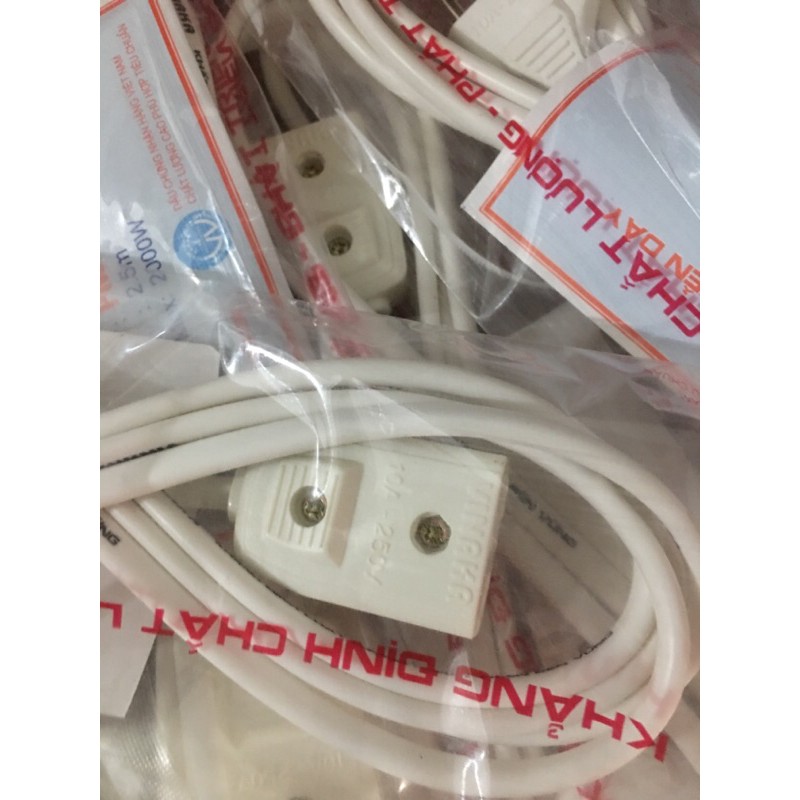 Phích âm dương dây nối phích cắm chui điện nguồn âm liền dây cắm kéo dài chịu tải 2000w nhựa ABS VINAKA PN3T - PN5T