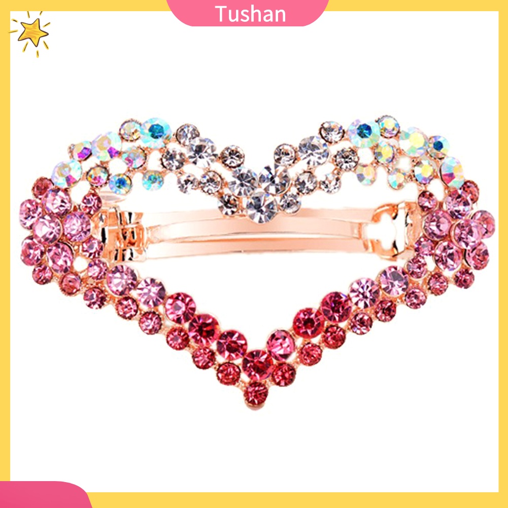 Kẹp tóc đính đá hình trái tim