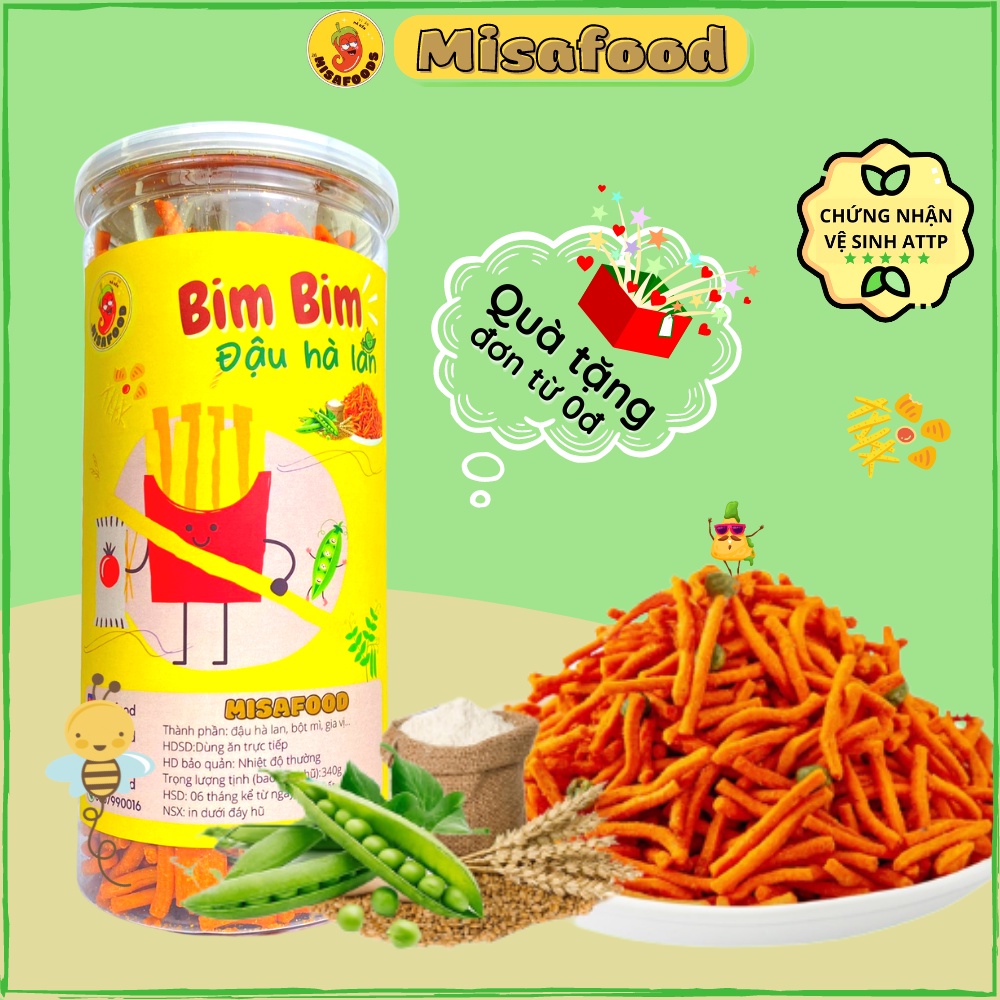 Bim bim que thái, bim bim tăm đậu hà lan Misafood đồ ăn vặt thơm ngon,giòn tan,đậm vị