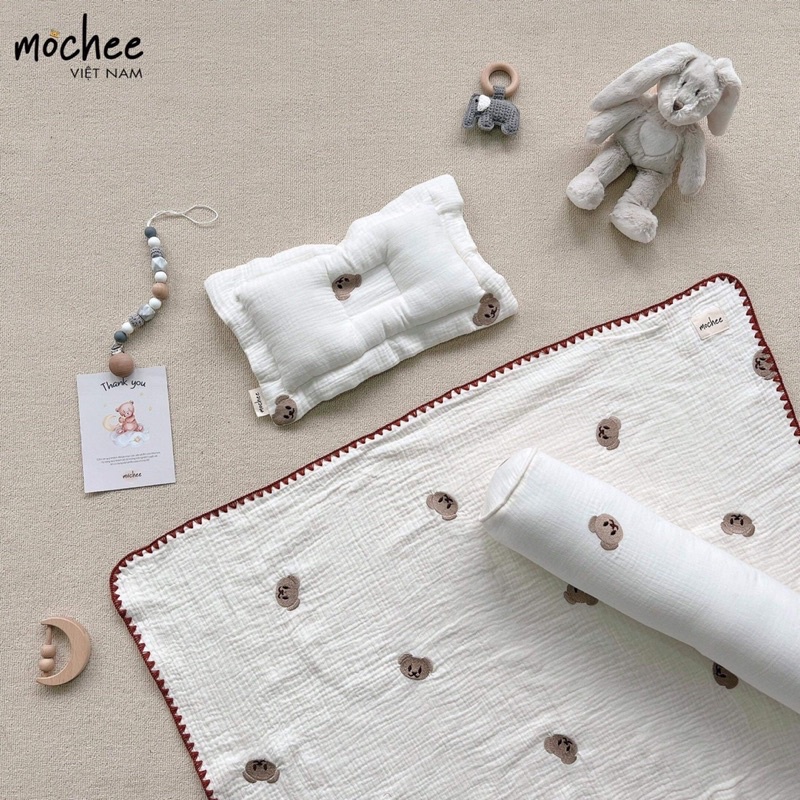 Chăn Xô Kèm Gối Lõm Muslin Mochee