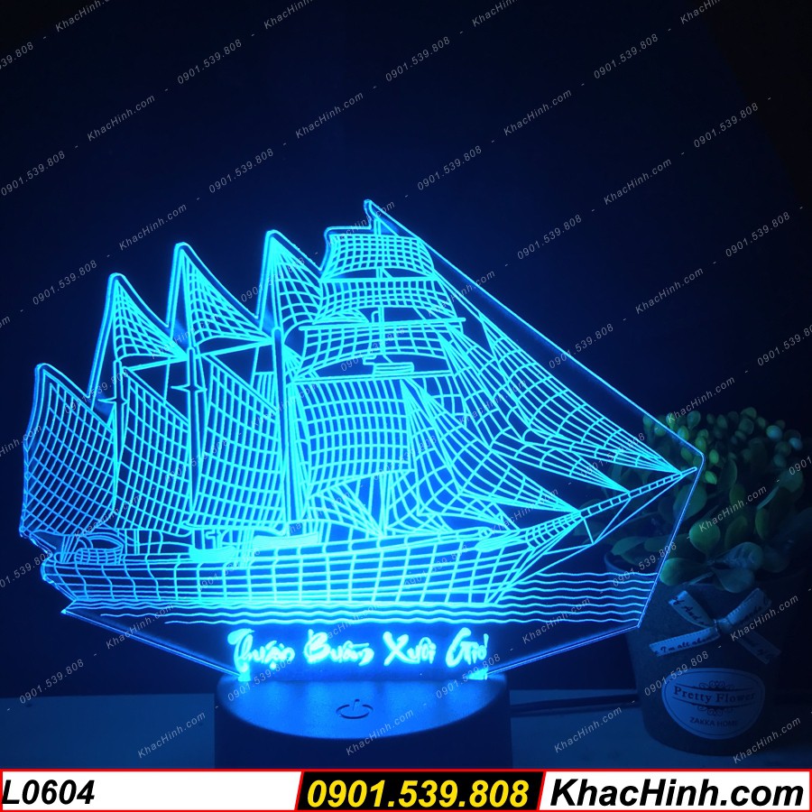 Đèn tranh con thuyền Thuận Buồm Xuôi gió, chúc mừng năm mới, vạn sự như ý, tranh thư pháp, khắc hình theo yêu cầu