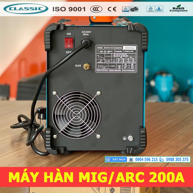 Máy hàn MIG/ARC 200A, máy hàn mig 3 chức năng Classic, sử dụng cuộn dây 5kg