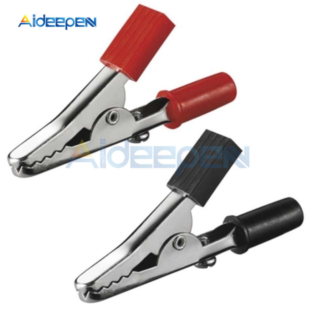 Set 10 kẹp cá sấu 52mm tay cầm nhựa màu đỏ và đen