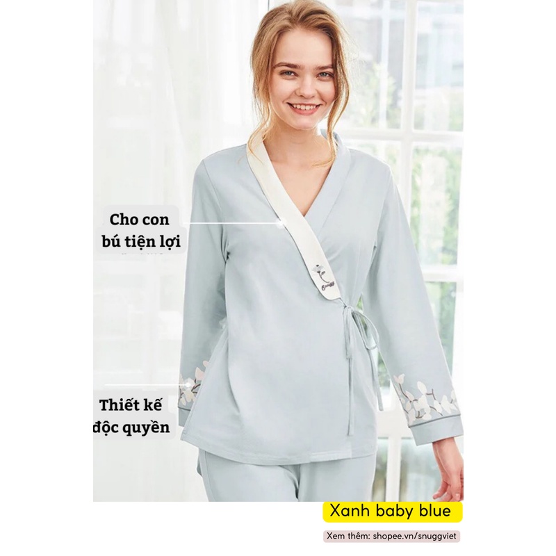 Bộ kimono anh đào - bộ đồ bầu và sau sinh vicose mềm xuân hè snugg snu2116 - ảnh sản phẩm 3