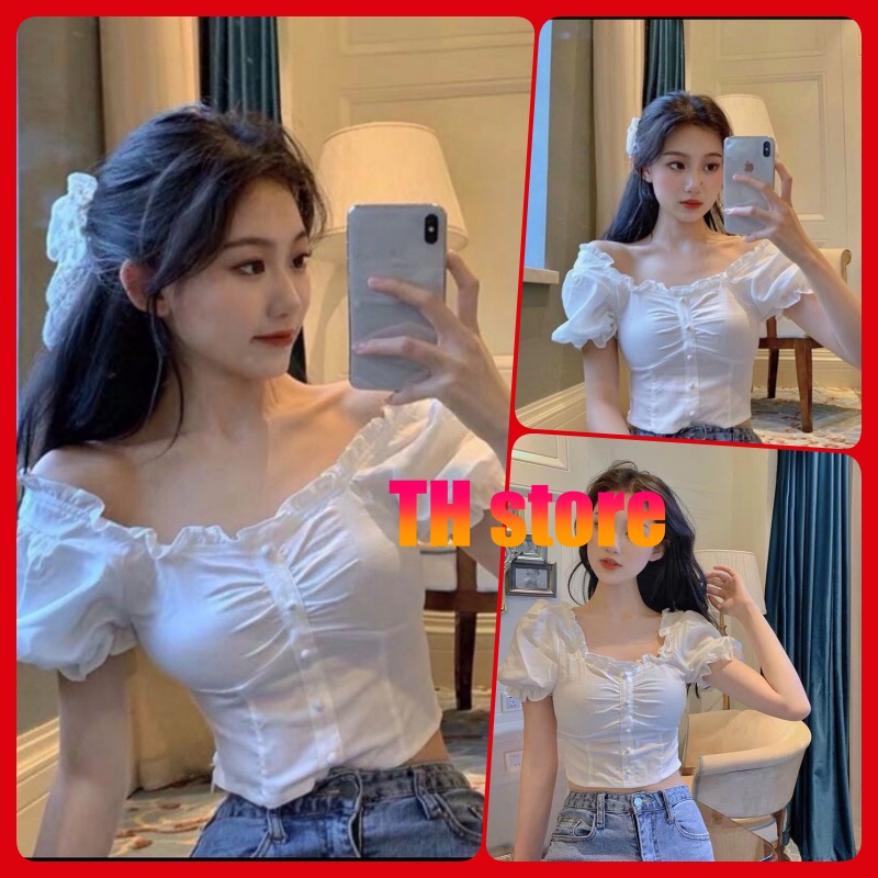 Áo croptop hở trễ vai, áo kiểu trễ hở vai hàng trend