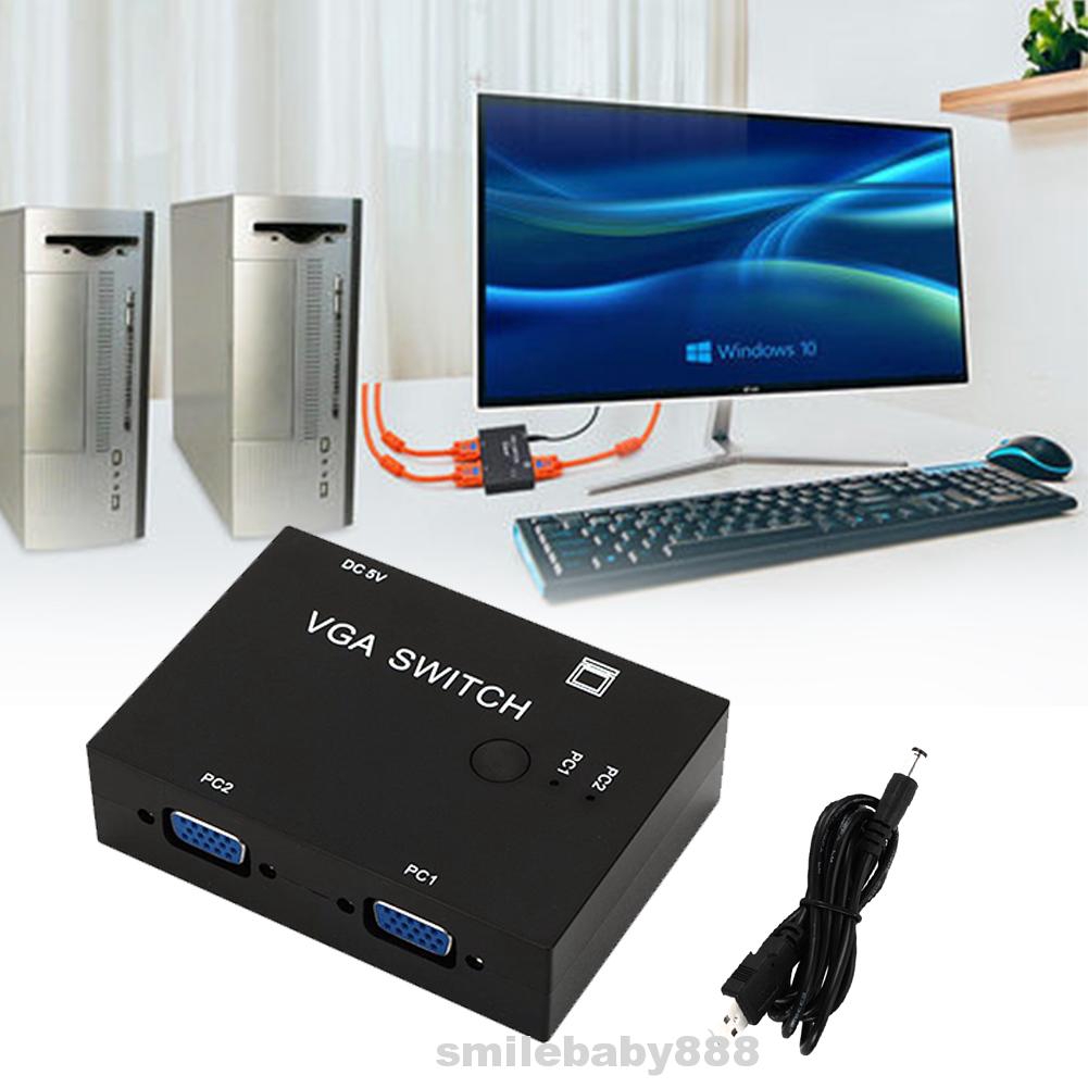 VGA Switch Manual 2 Port LCD TV Wide Screen Video Sharing Box 1920x1440 Resolution For PC Monitor