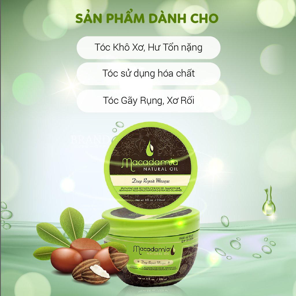 Kem Ủ Tóc Phục Hồi Hư Tổn Macadamia, Siêu Tái Tạo và Trẻ Hóa Mái Tóc Hư Tổn Deep Repair Masque 236ml - 470ml