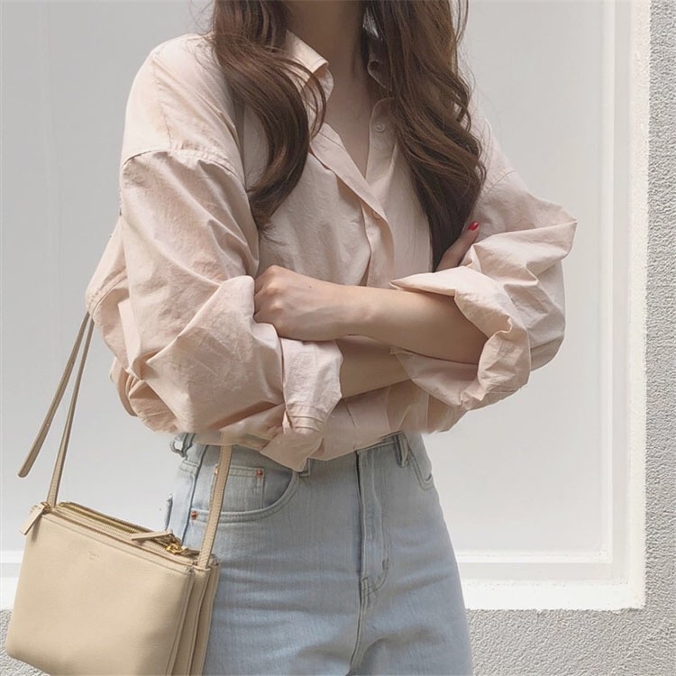 Áo Sơ Mi Tay Dài Dáng Rộng Kiểu Retro Thời Trang Mùa Thu Cho Nữ