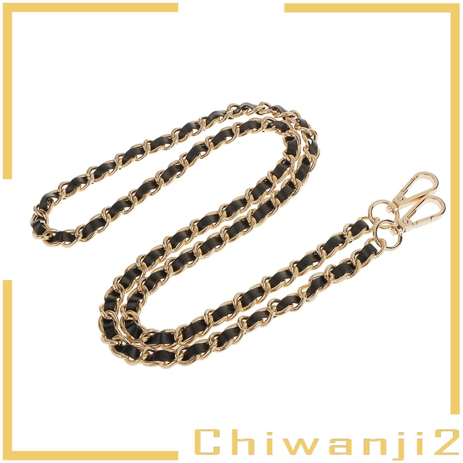 [Chiwanji2] Dây Xích Đeo Túi Xách Bằng Da Kim Loại Màu Xám + Đen