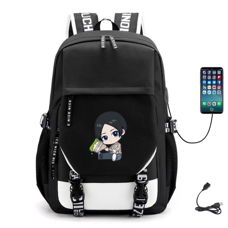 Balo Khóa Trắng Vát in hình BLUE PERIOD anime chibi đi học tiện lợi
