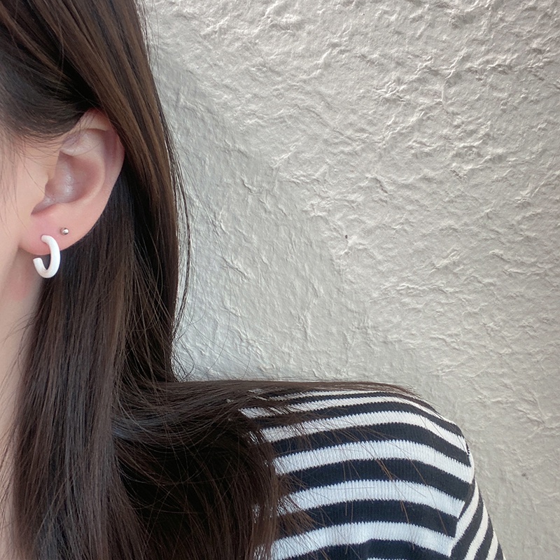 Set 6 Khuyên Tai Bạc S925 Dạng Vòng Màu Sắc Ngọt Ngào Cho Nữ