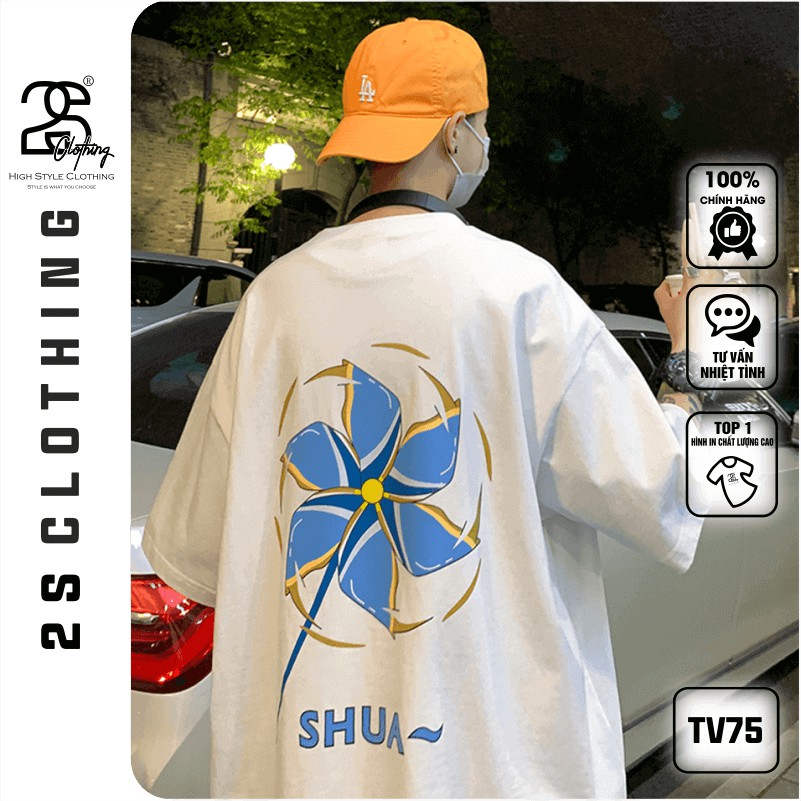 Áo Nam Form Rộng Cổ Tròn Form Rộng 2SClothing Áo Phông Đen Tay Lỡ Streetwwear Oversize Giá Rẻ In Hình Hàn Quốc TV75