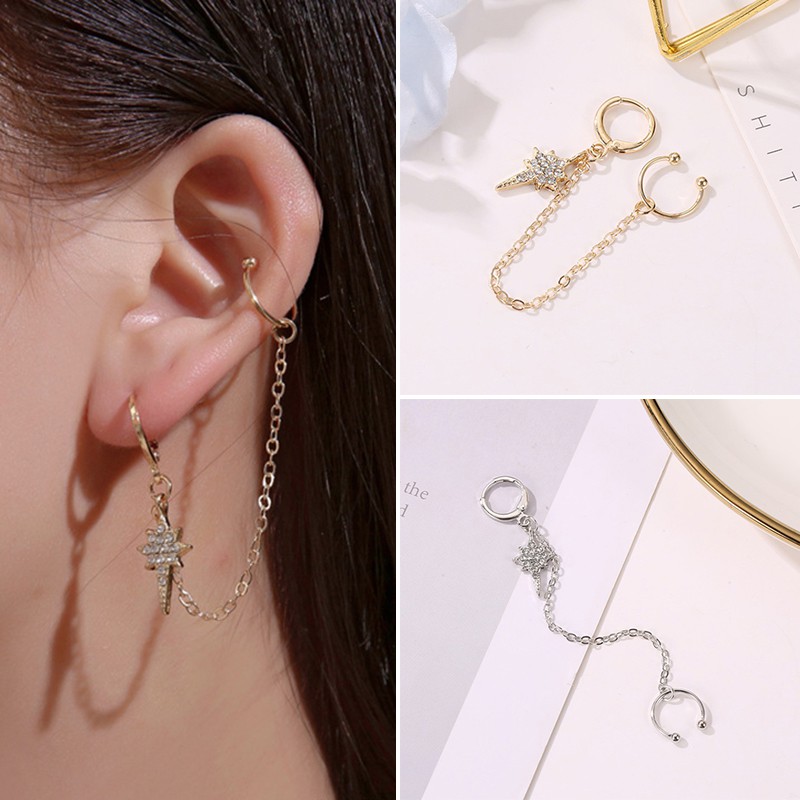 Khuyên kẹp vành tai dáng dài thời trang sành điệu cho nữ