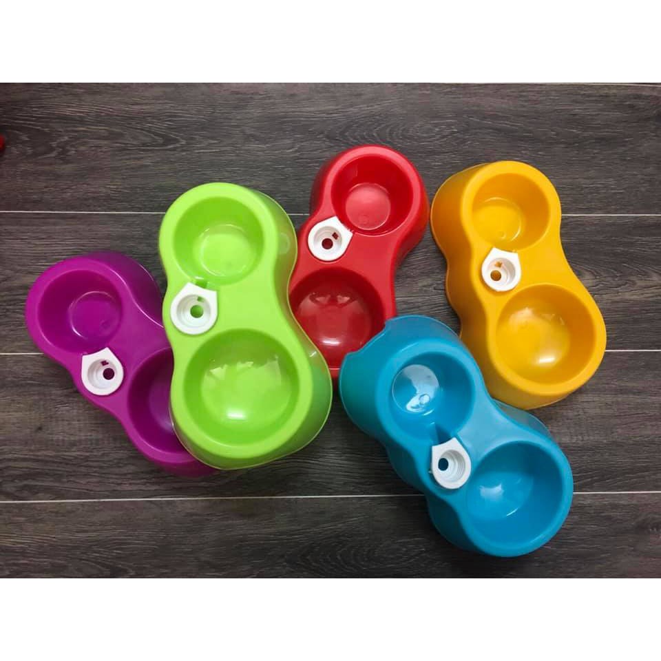 Bát Ăn Đôi Gắn Bình Cấp Nước Tự Động Cho Chó Mèo - Nhiều Màu - Không Bao Gồm Bình - ZimPet