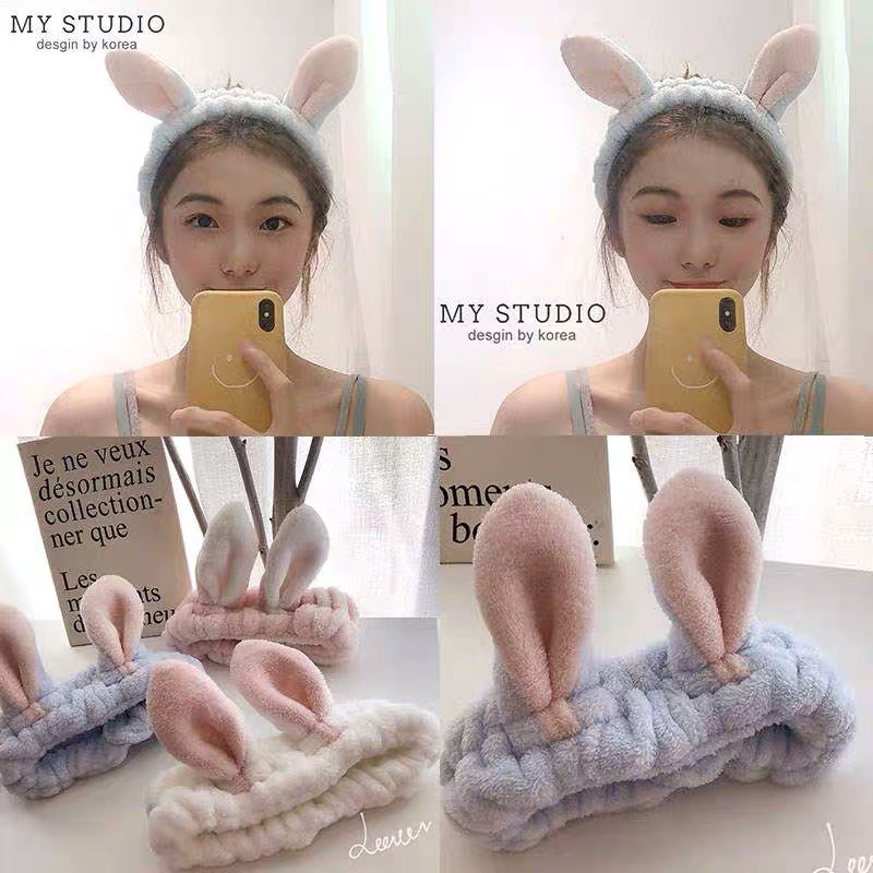 Băng Đô Cài Tóc Tai Thỏ Dễ Thương Phong Cách Hàn Quốc Cho Nữ