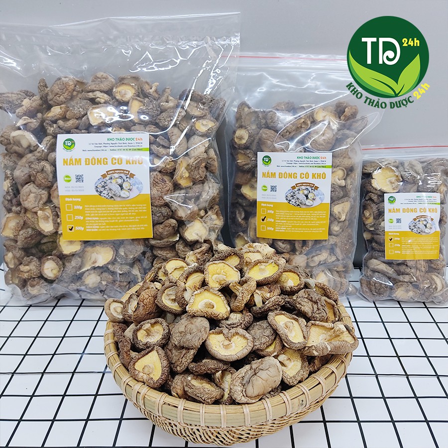 Nấm đông cô khô, thơm ngon, giàu dinh dưỡng, thực phẩm cho nhiều món ăn ngon, loại 1 [100gr - 500gr] I Kho Thảo Dược 24h
