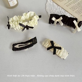 Scrunchies Cột Tóc Buộc Tóc Kẹp Tóc Ren Đính Nơ LIN