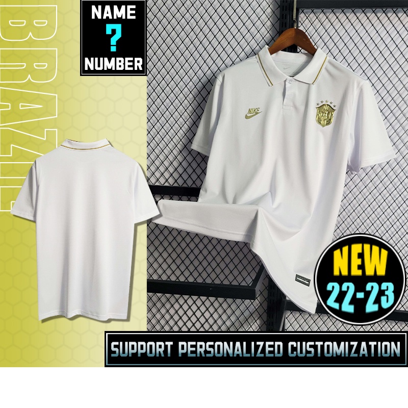 Áo Thun polo Màu Vàng Trắng Phiên Bản Fan edition 22-23 Brazil Size s-2xl