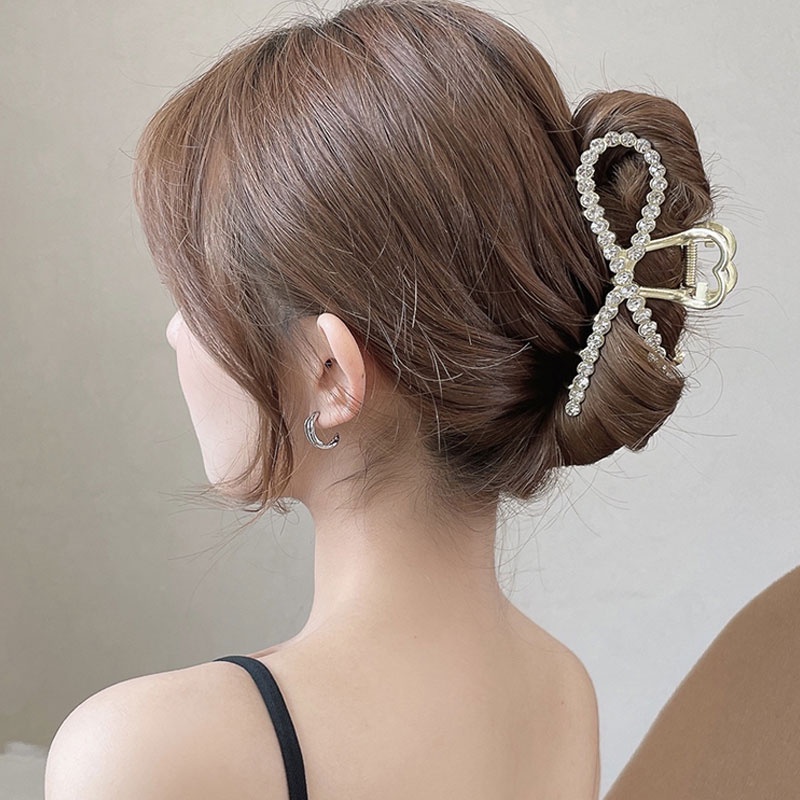 Kẹp tóc kim loại đính ngọc trai giả 2021 kiểu Hàn Quốc thanh lịch