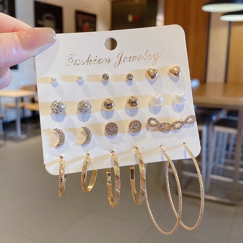 Bộ Khuyên Tai Tròn Lớn Phối Tua Rua Và Ngọc Trai Thời Trang Cho Nữ