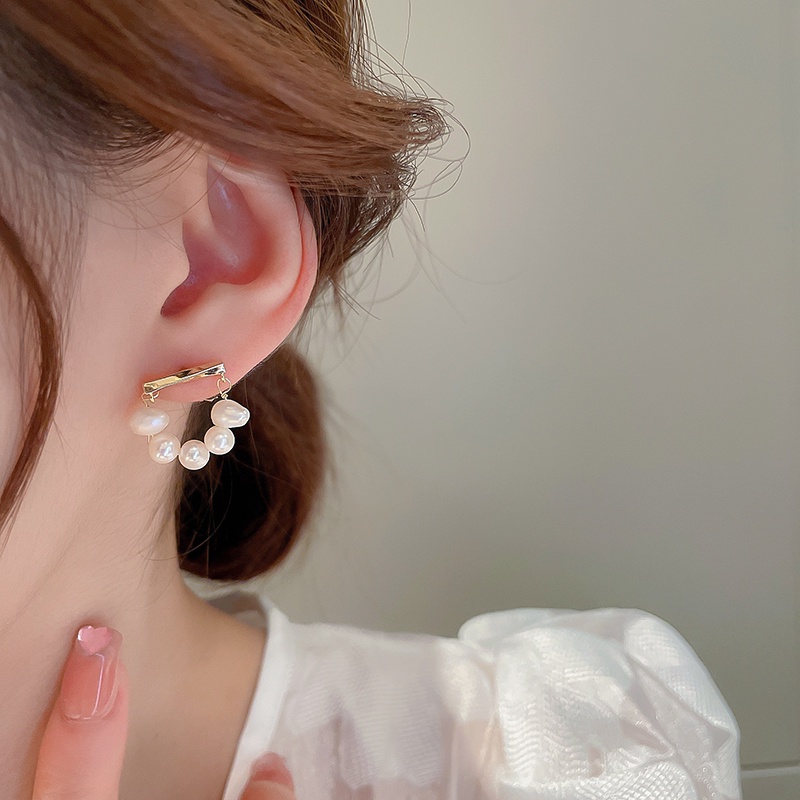 Khuyên Tai Tròn Đính Ngọc Trai Phong Cách Hàn Quốc Mới 2022 S925