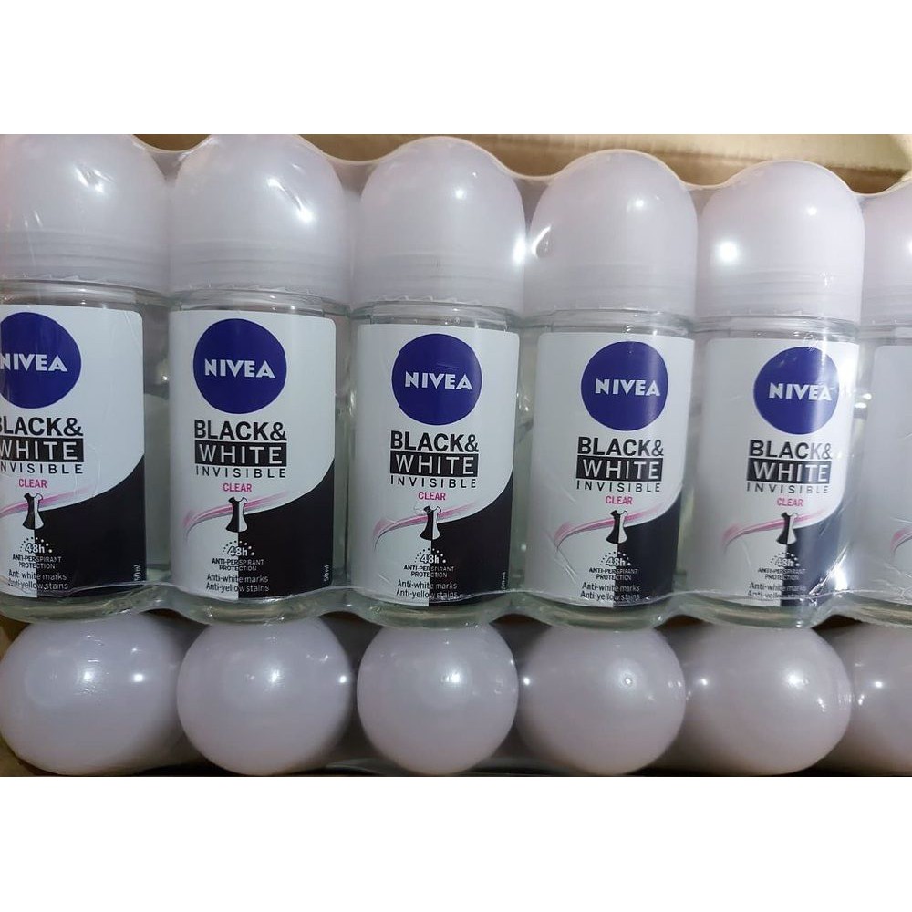 Lăn Khử Mùi Nữ 50ml Nivea Black & White Clear Ngăn Vệt Ố Vàng, Của Hàng Chính Hãng.