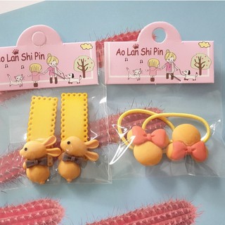 SET 2 CỘT TÓC+2 KẸP BẤM TÓC CHO BÉ GÁI NHÁM