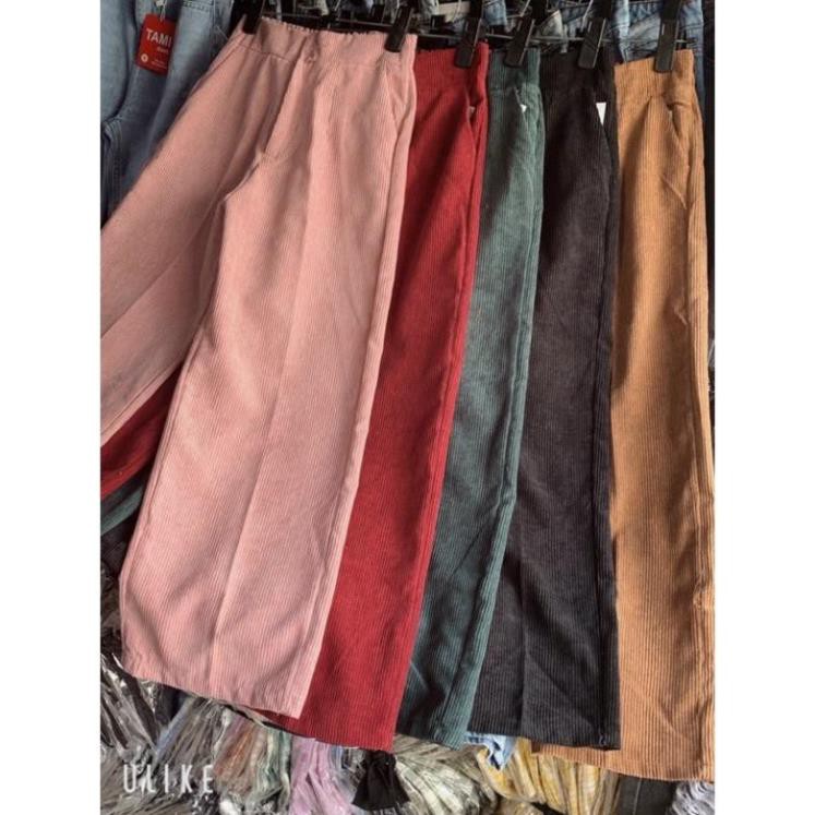 HOT [ảnh thật] Quần culottes Nhung Gân ống rộng phong cách ulzang- bảng màu shop tự chụp