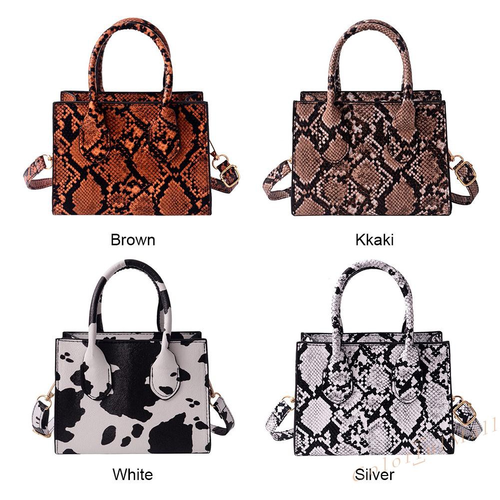 Women Handbag Animal Pattern Leather Shoulder Portable Handle Messenger Bag