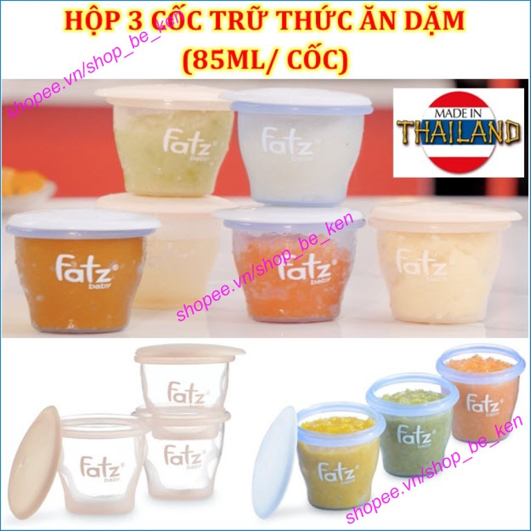 Bộ 3 hộp trữ thức ăn dặm / trữ sữa FATZ Fatzbaby - Thái Lan (85ml/ hộp - FB0010N, 150ml / hộp - FB0060N)