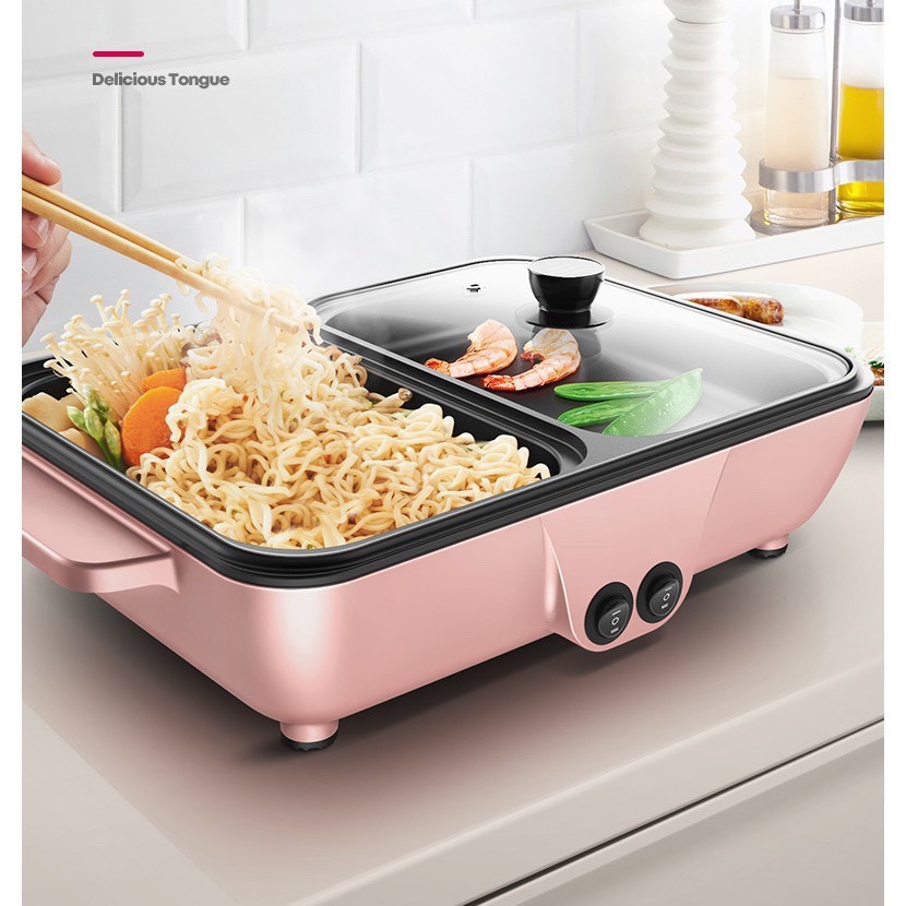 Nồi Lẩu Kiêm Nướng 🥘 2in1 Mini Hàn Quốc🥘 Bếp Lẩu Nướng Đa Năng Cao Cấp