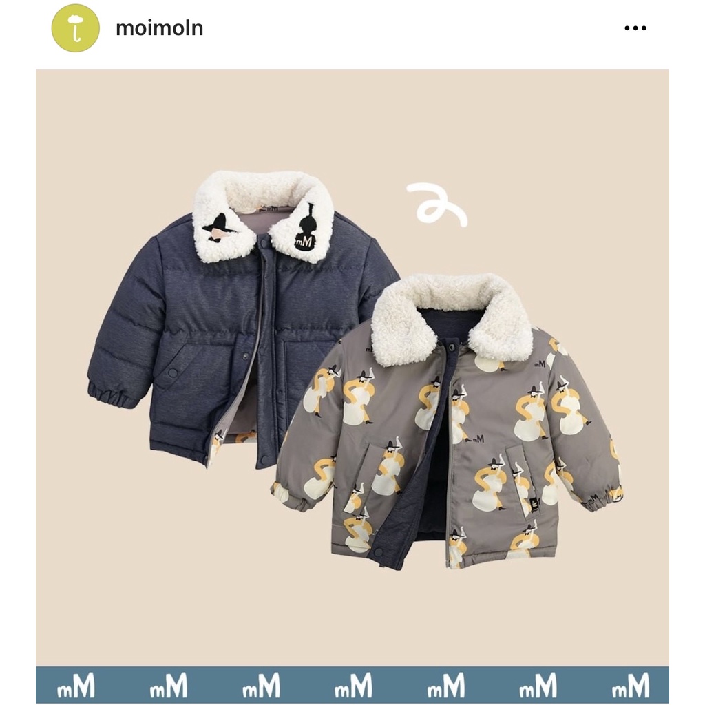 Áo khoác lông vũ Moimoln 2 mặt cổ lông cừu