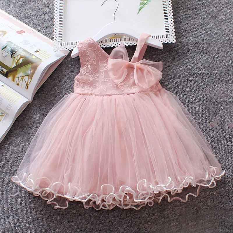 Đầm công chúa không tay đính nơ xinh xắn cho bé gái