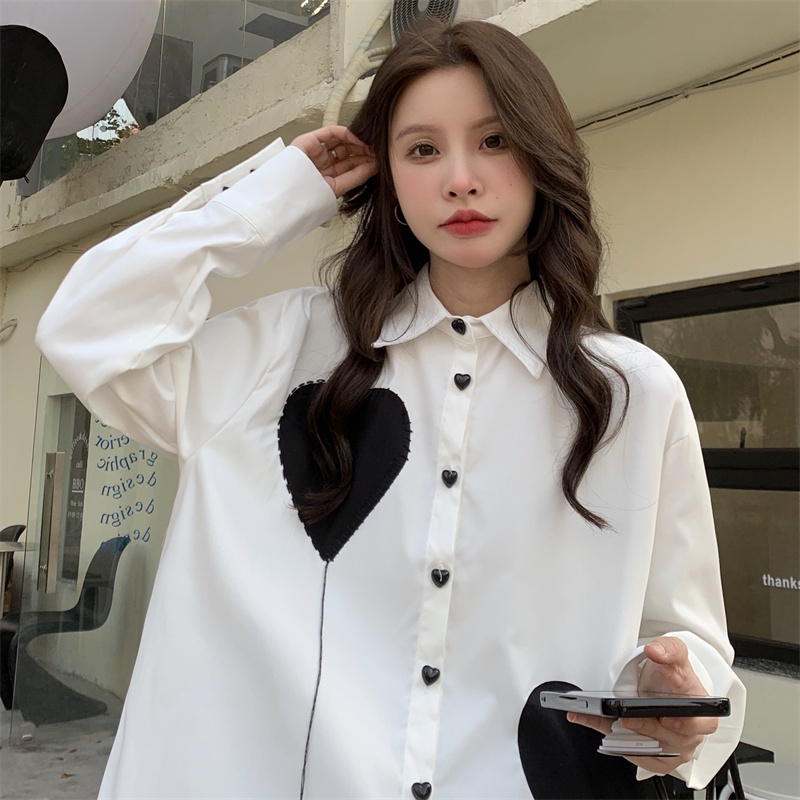 Áo Sơ Mi Trắng Tay Dài Dáng Rộng Màu Trơn Đơn Giản Thời Trang Phong Cách Hàn Quốc Cho Nữ