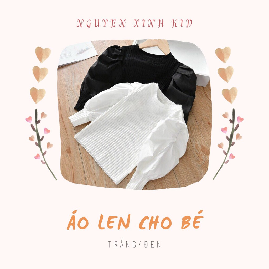 Áo len tay phồng 2 màu đen trắng sành điệu thời trang cho bé gái - Nguyen Xinh Kid