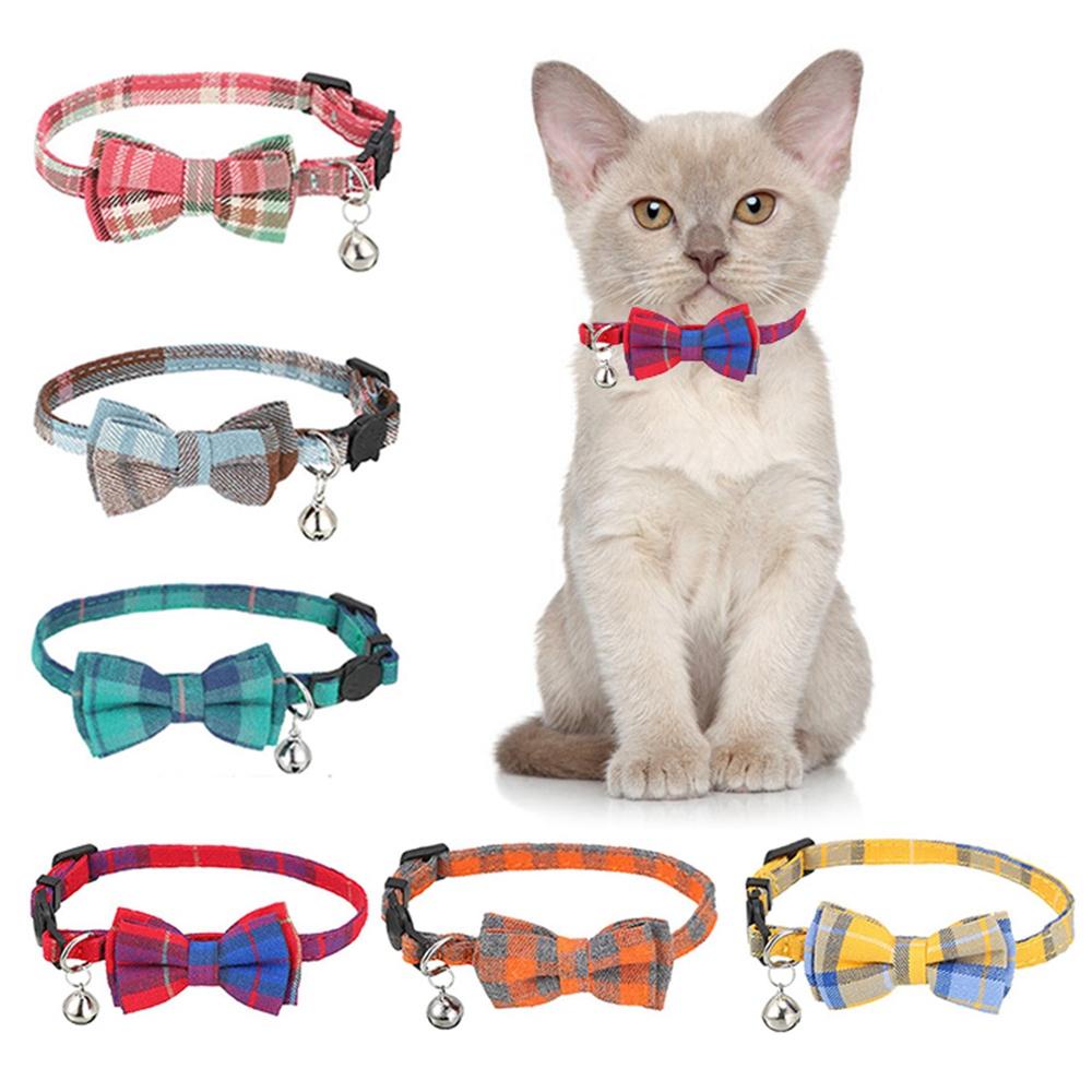 Vòng Cổ Cotton Kẻ Sọc Gắn Chuông Nhỏ An Toàn Dành Cho Chó Chihuahua