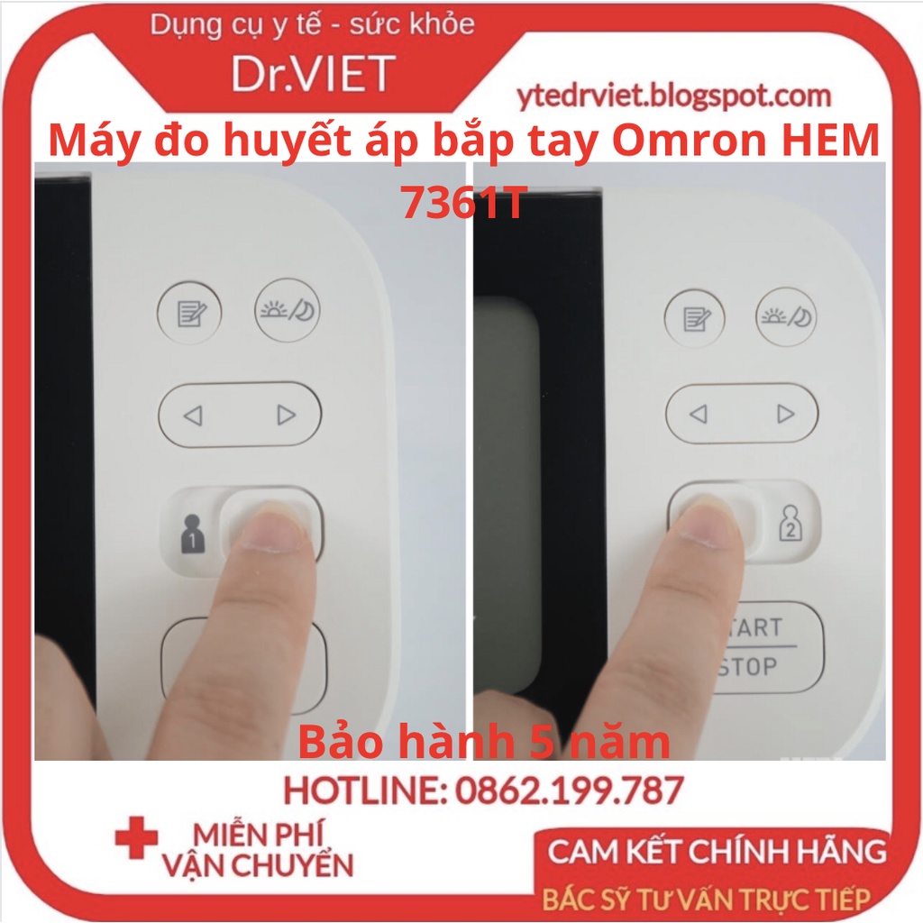 Máy Đo Huyết Áp Tự Động Omron HEM-7361T,AFIB - Cảnh báo rung tâm nhĩ,đo nhịp tim,huyết áp chính xác - Drviet