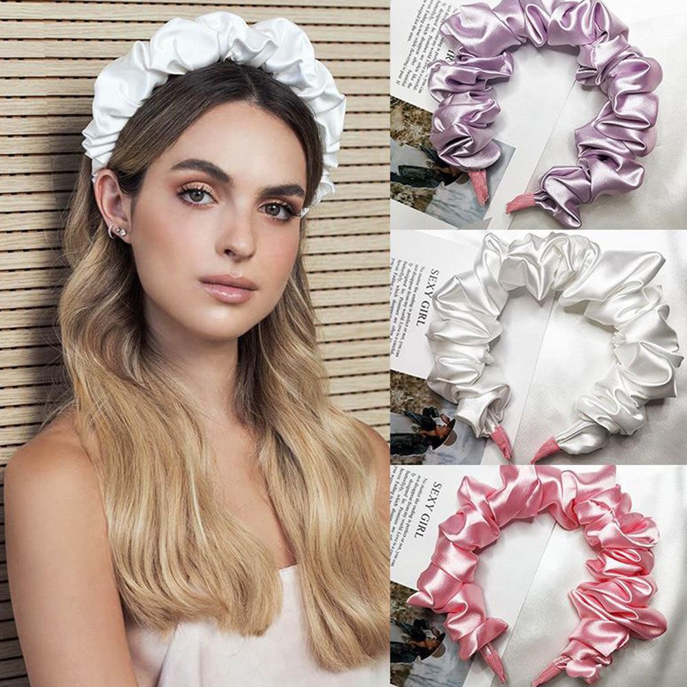 Băng đô cài tóc bằng lụa satin màu tím phong cách Hàn Quốc cho nữ